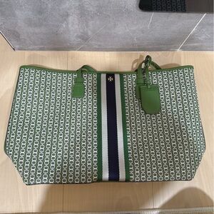 (NWT)Tory burch women's Gemini link Canvas top zip tote 58450